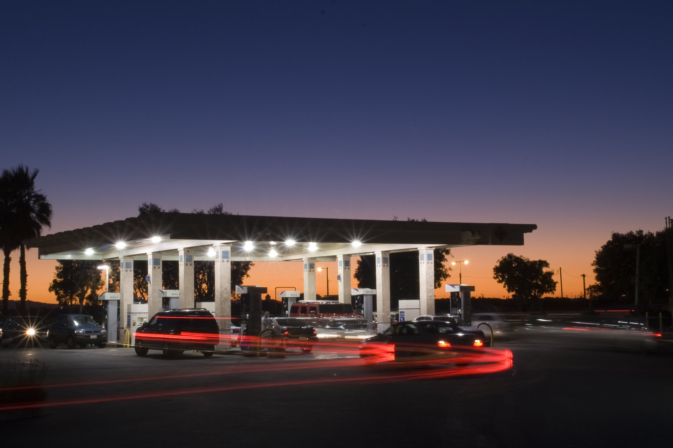 Fuel station at dusk
