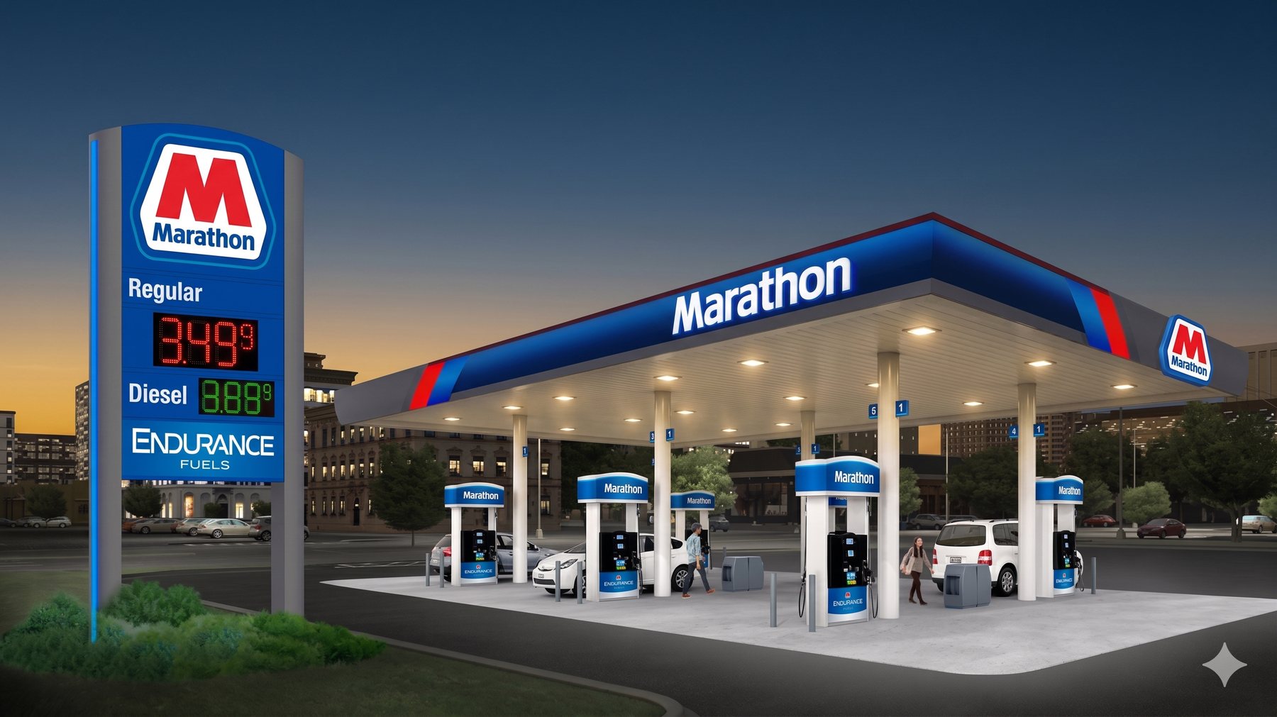 Marathon branded fuel station